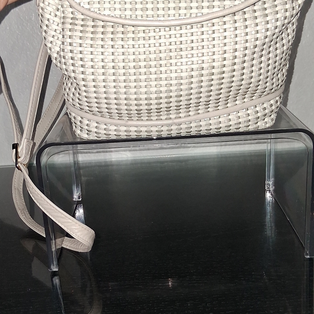GANSON Chic Cream and Gray  Woven Women's Backpack - Picture 3 of 16